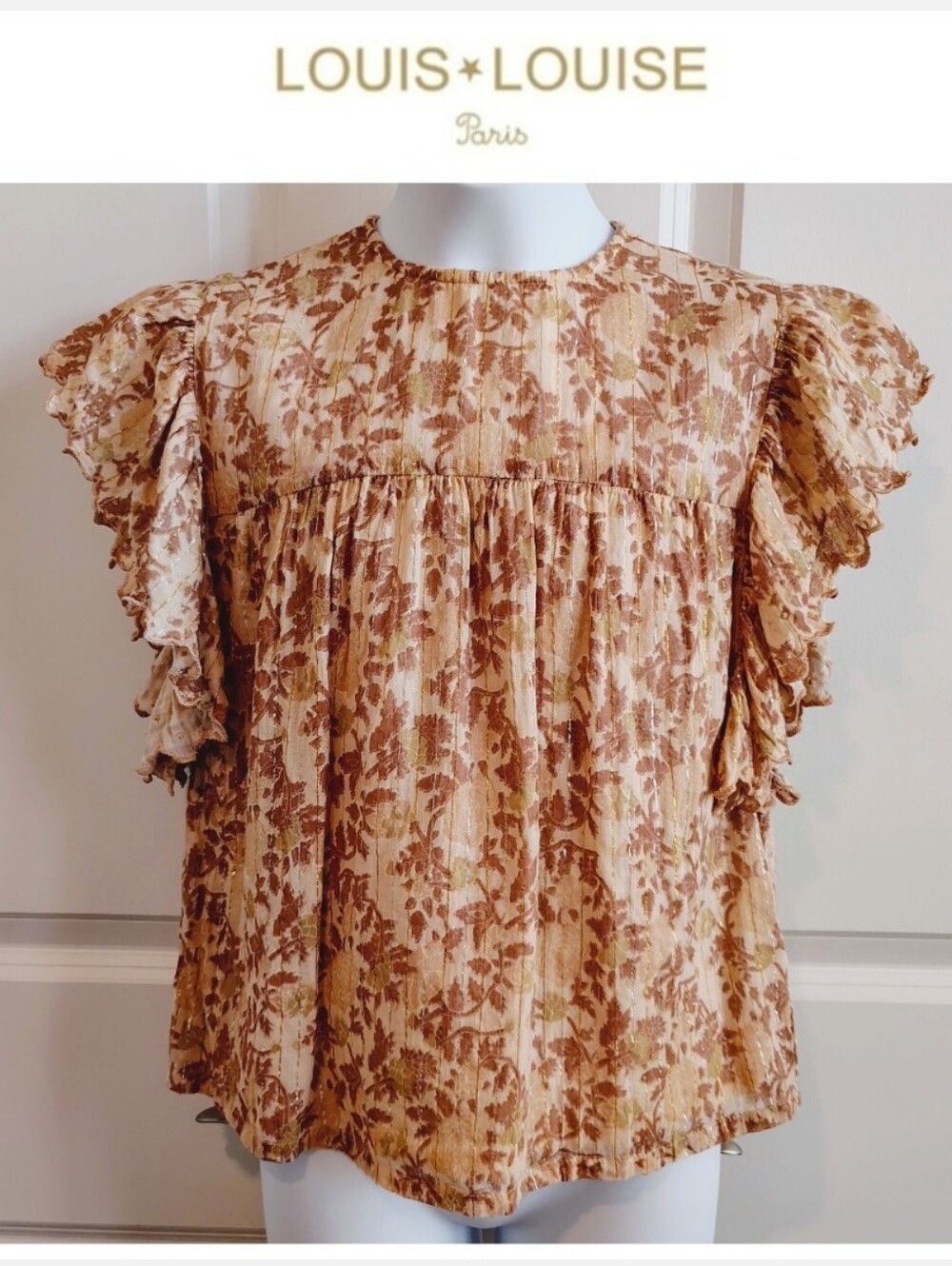 Louis Louise Floral Metallic Blouse (French Brand)